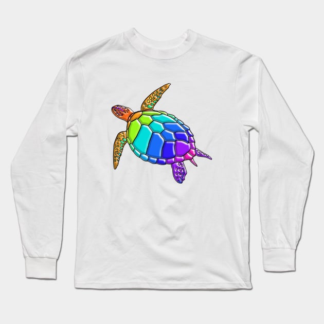 Rainbow Turtle Long Sleeve T-Shirt by Nerdpins